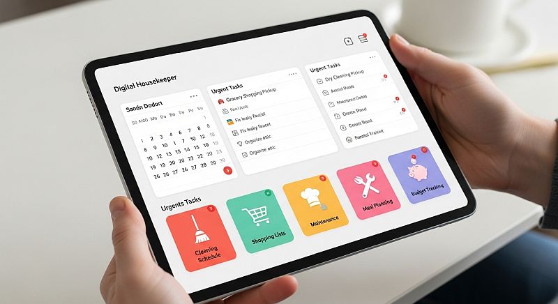 Tablet mit einer digitalen Hausdame‑Software